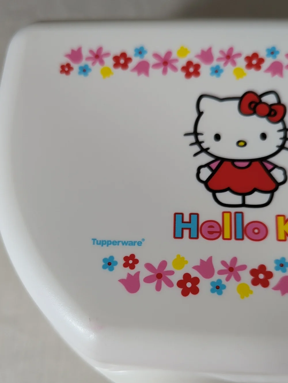 Tupperware Hello Kitty White, Red and Pink Floral Luncher Rare